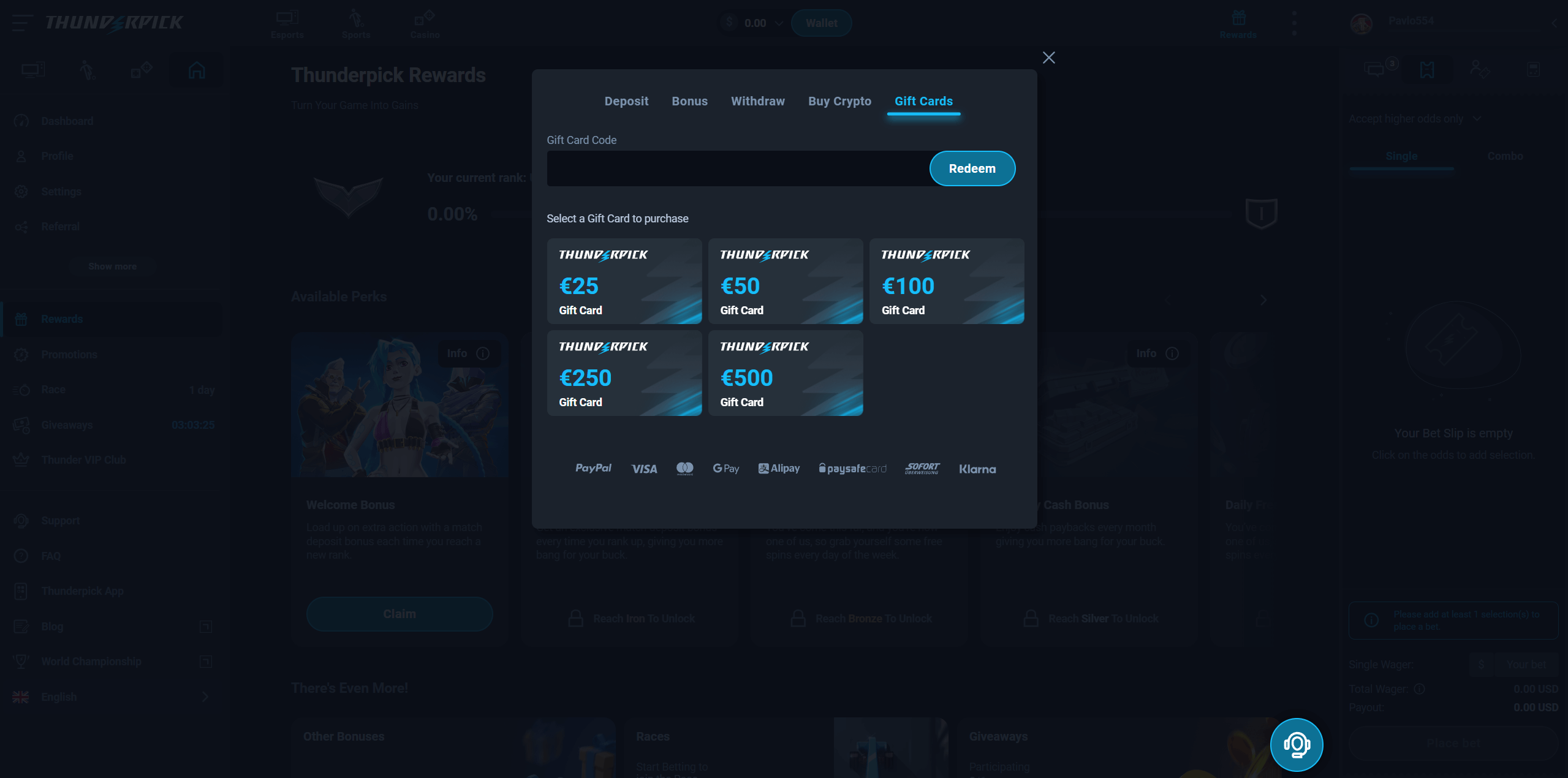 Thunderpick Gift Cards