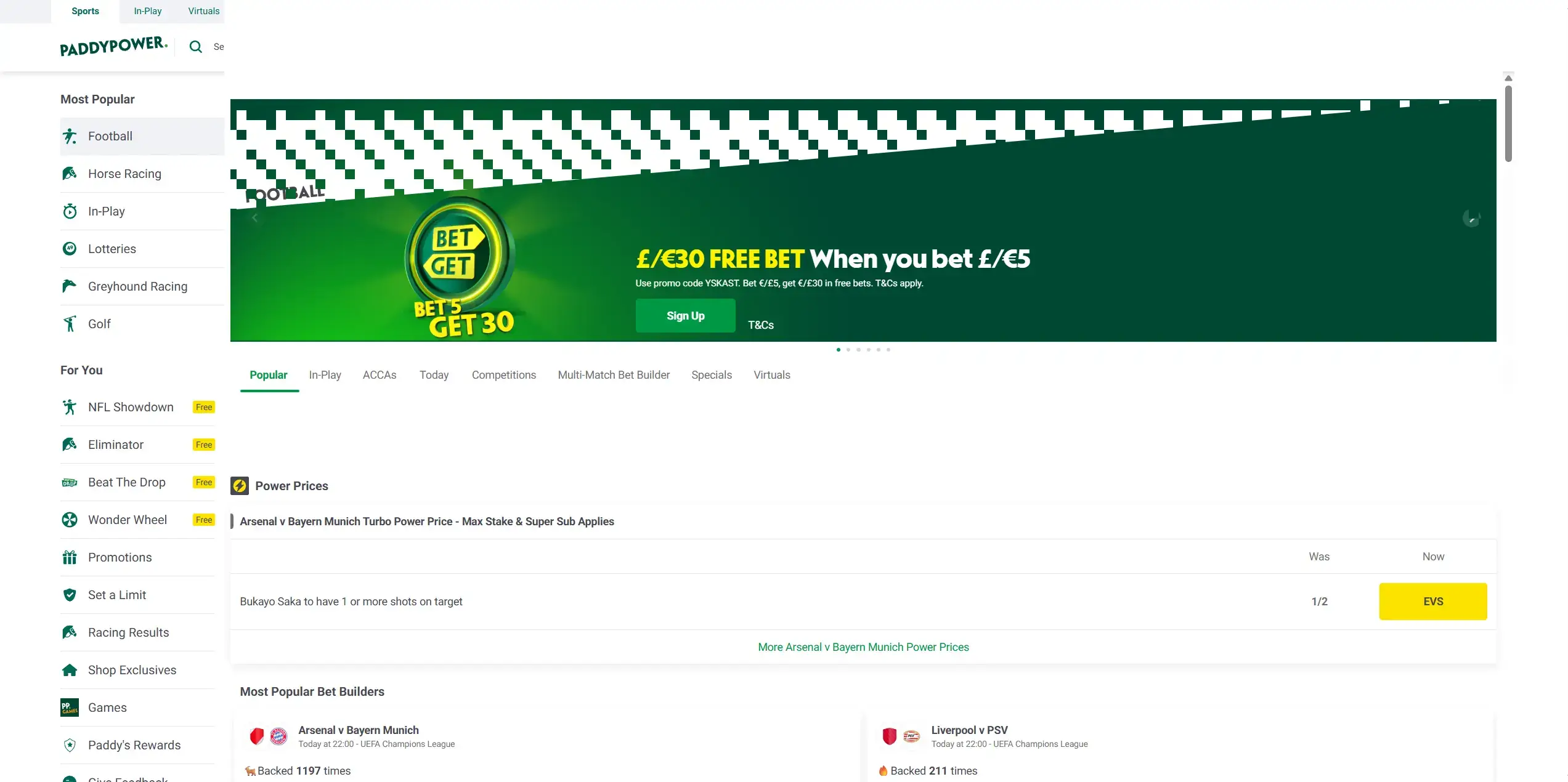 Paddy Power Website