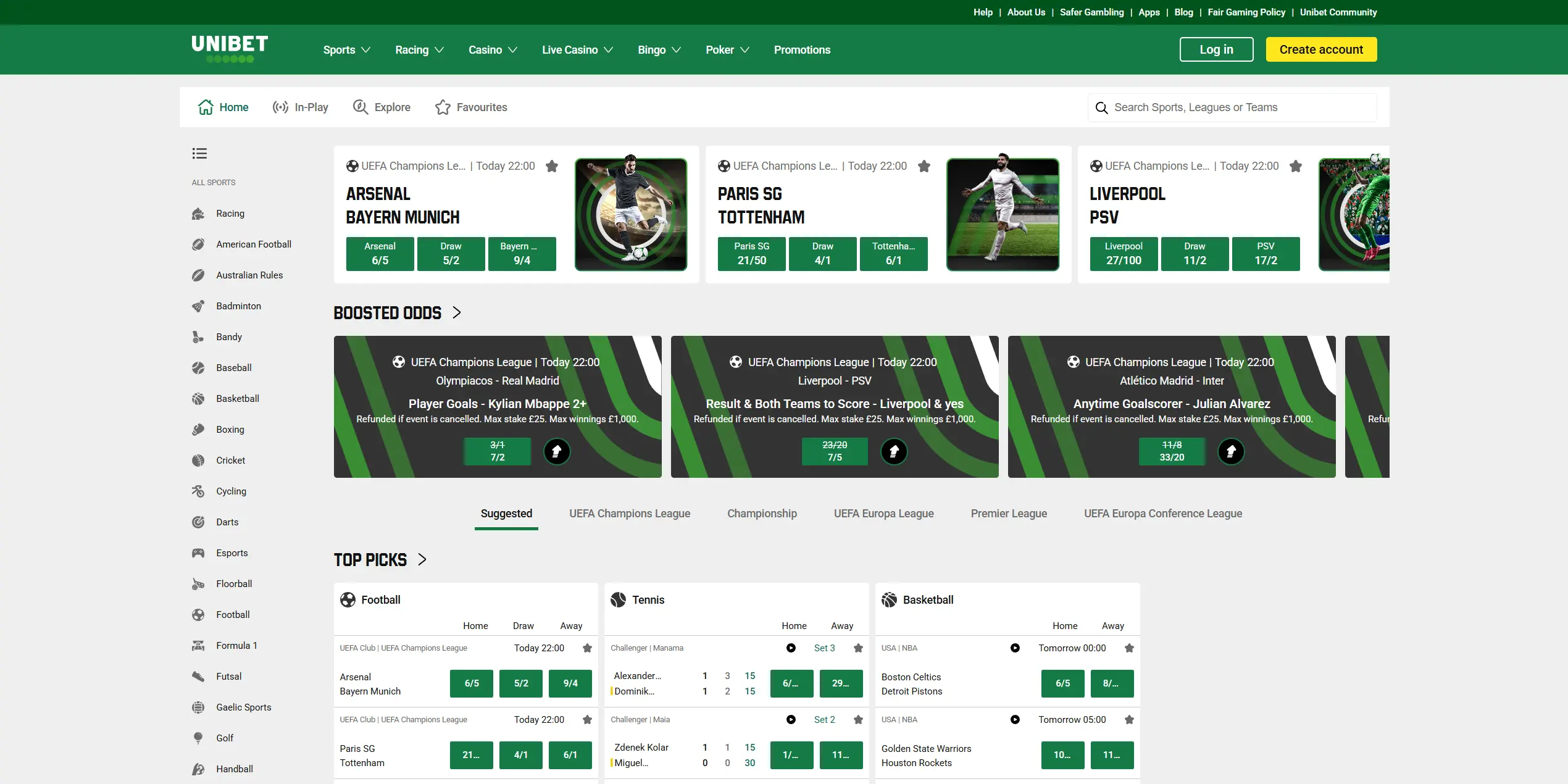 Unibet Website