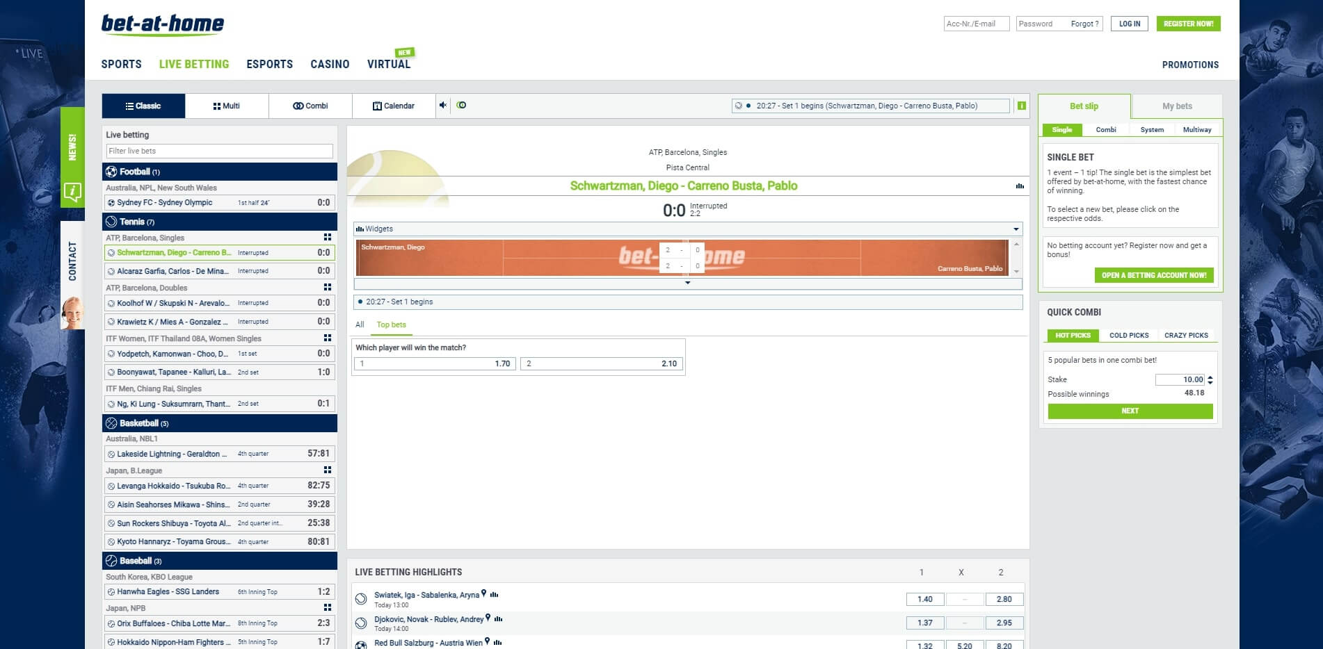 Live Betting Bet at Home