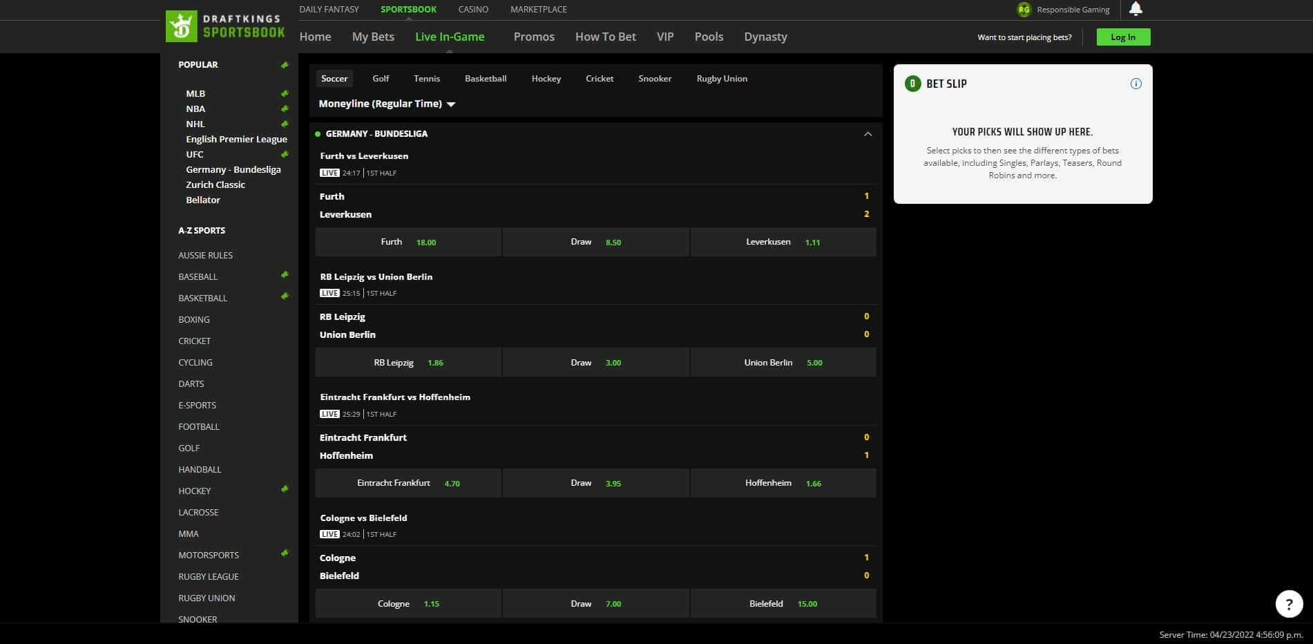 DraftKings live betting
