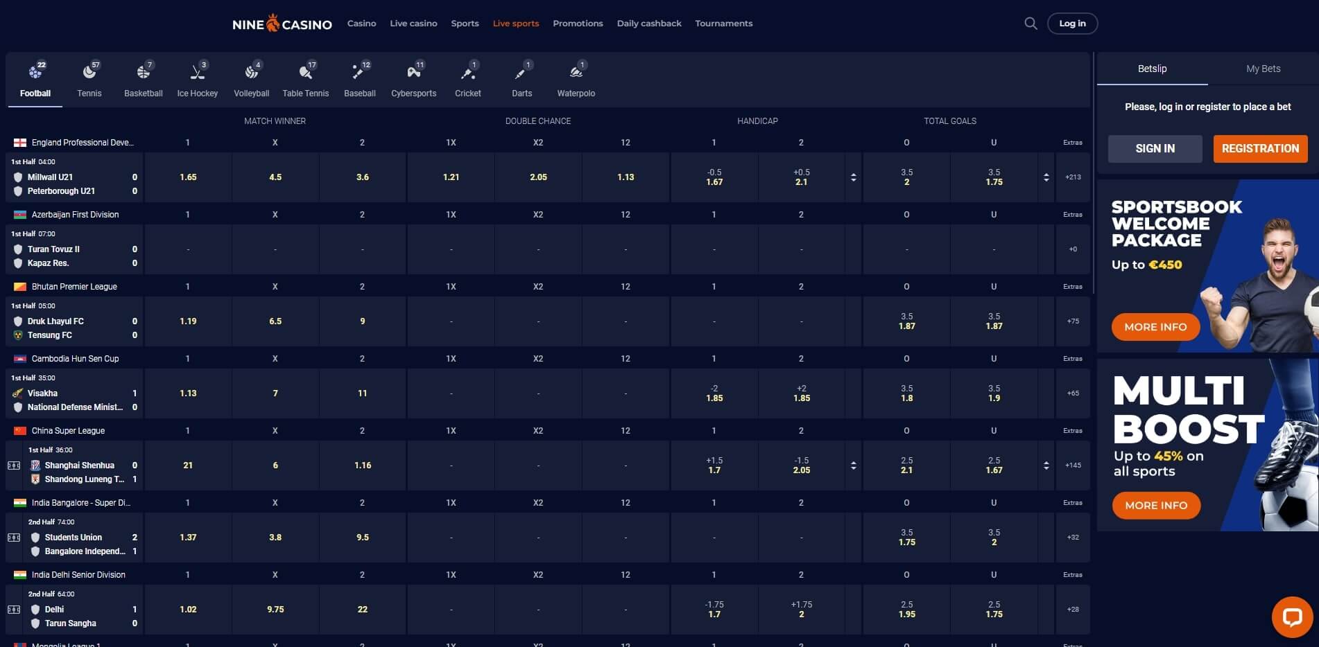 Ninecasino Live Betting