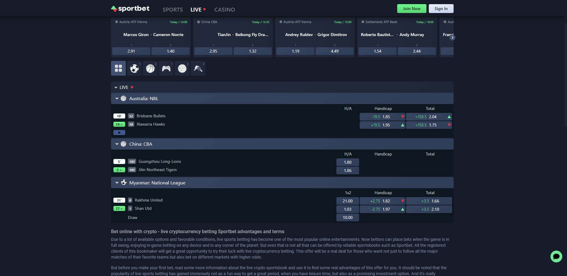 Sportbet.one Live Betting