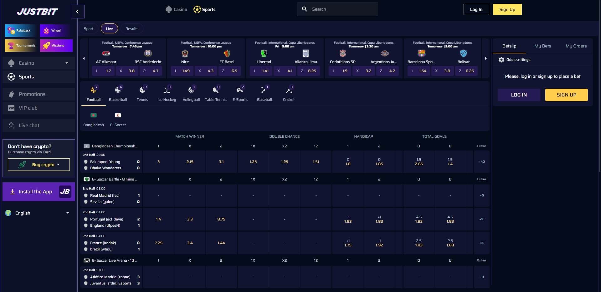 Justbit.io Live Betting