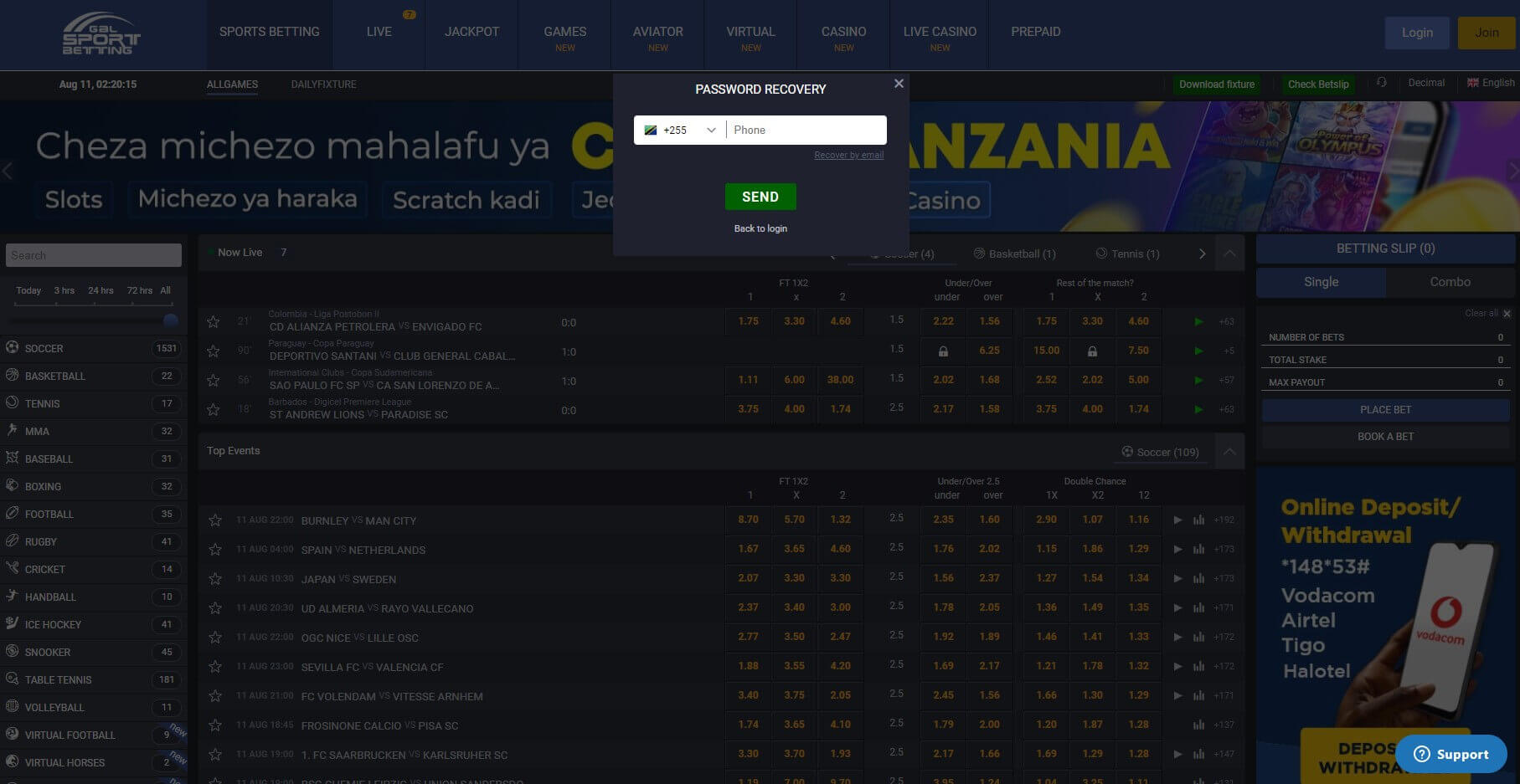 Gal Sport Betting Forgot Login Details