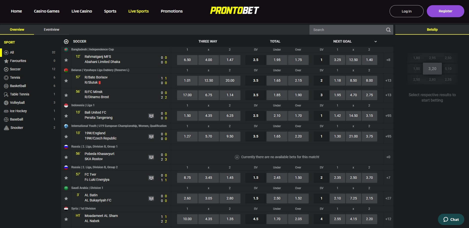 ProntoBet Live Betting