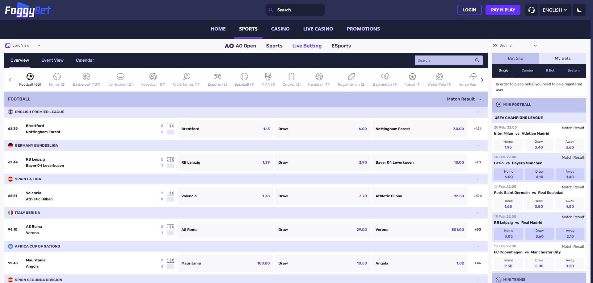 FoggyBet Live Betting