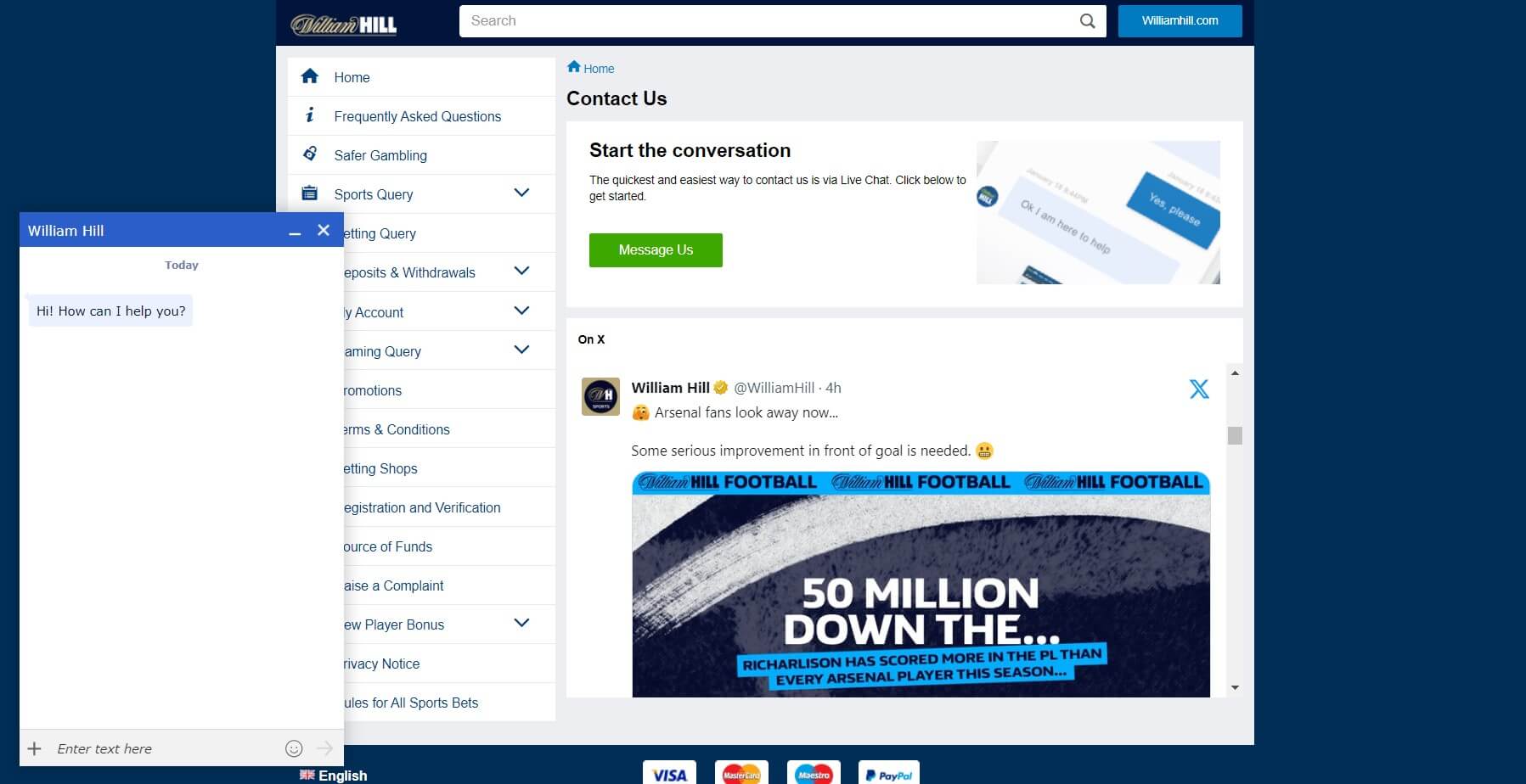 William Hill Customer Support