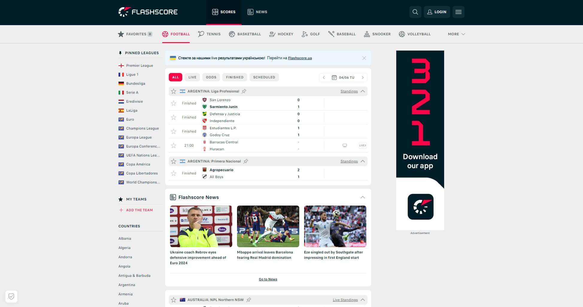 Sports Stats, Data & Analysis with Flashscore