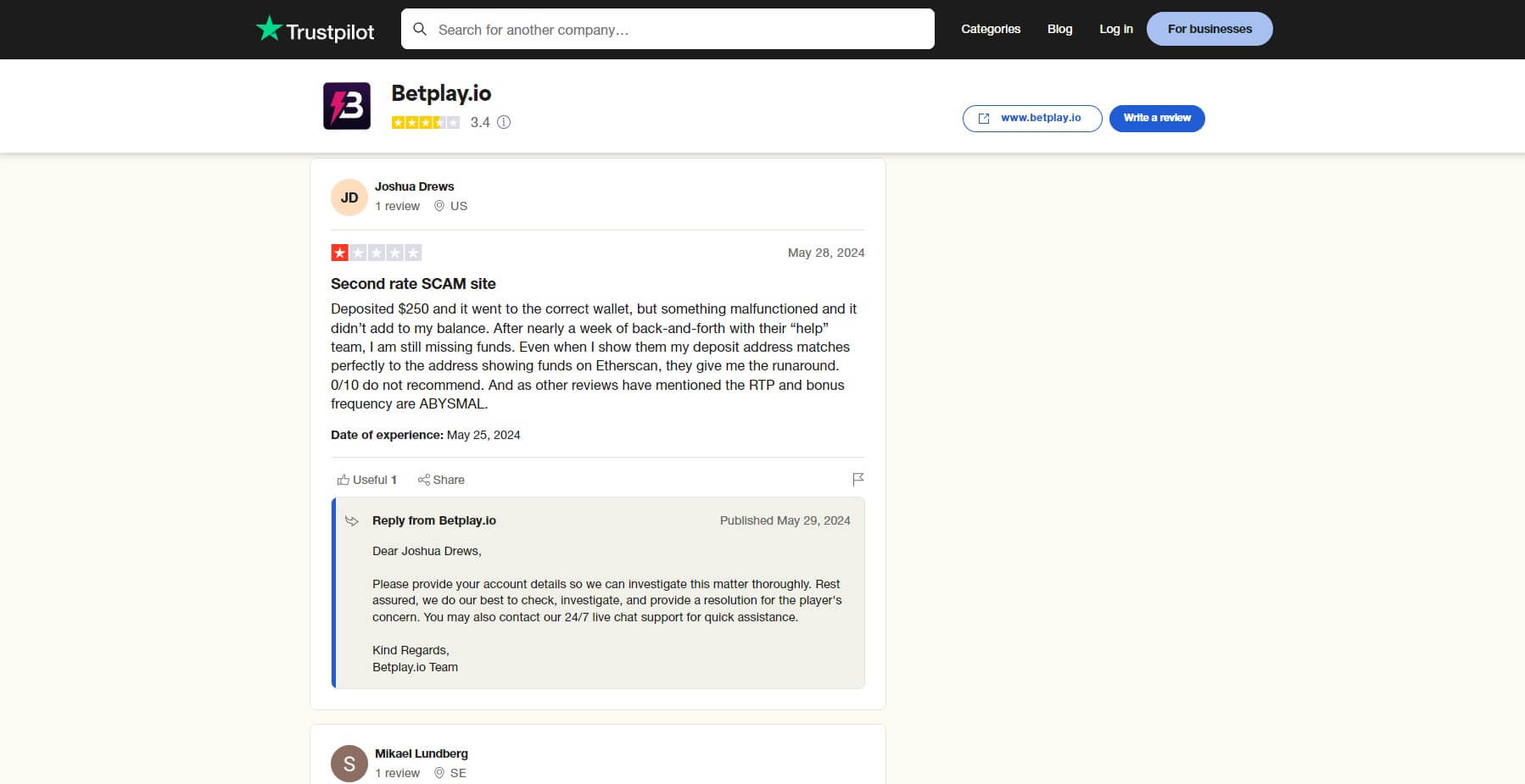 Betplay.io Customer Reviews