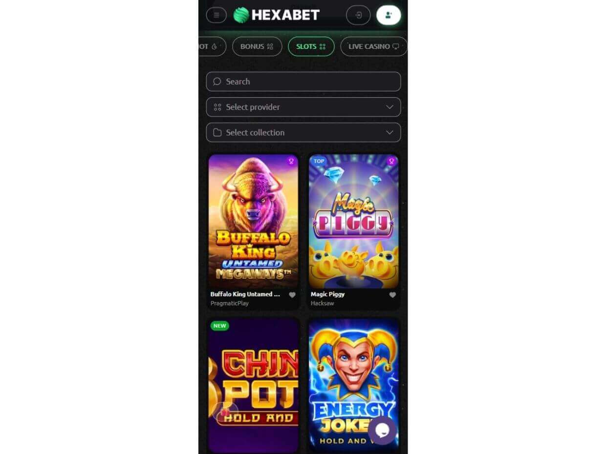 Mobile Casino at Hexabet