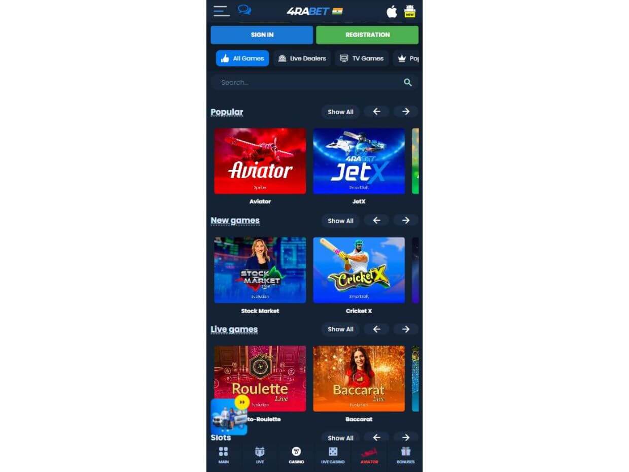 Mobile Casino 4Rabet