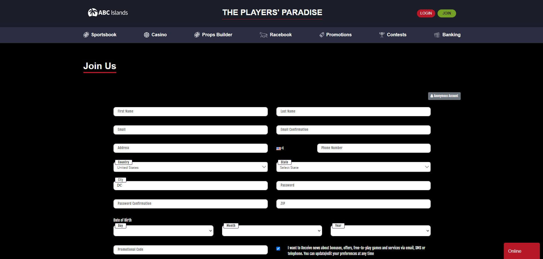 Sign Up ABCIslands