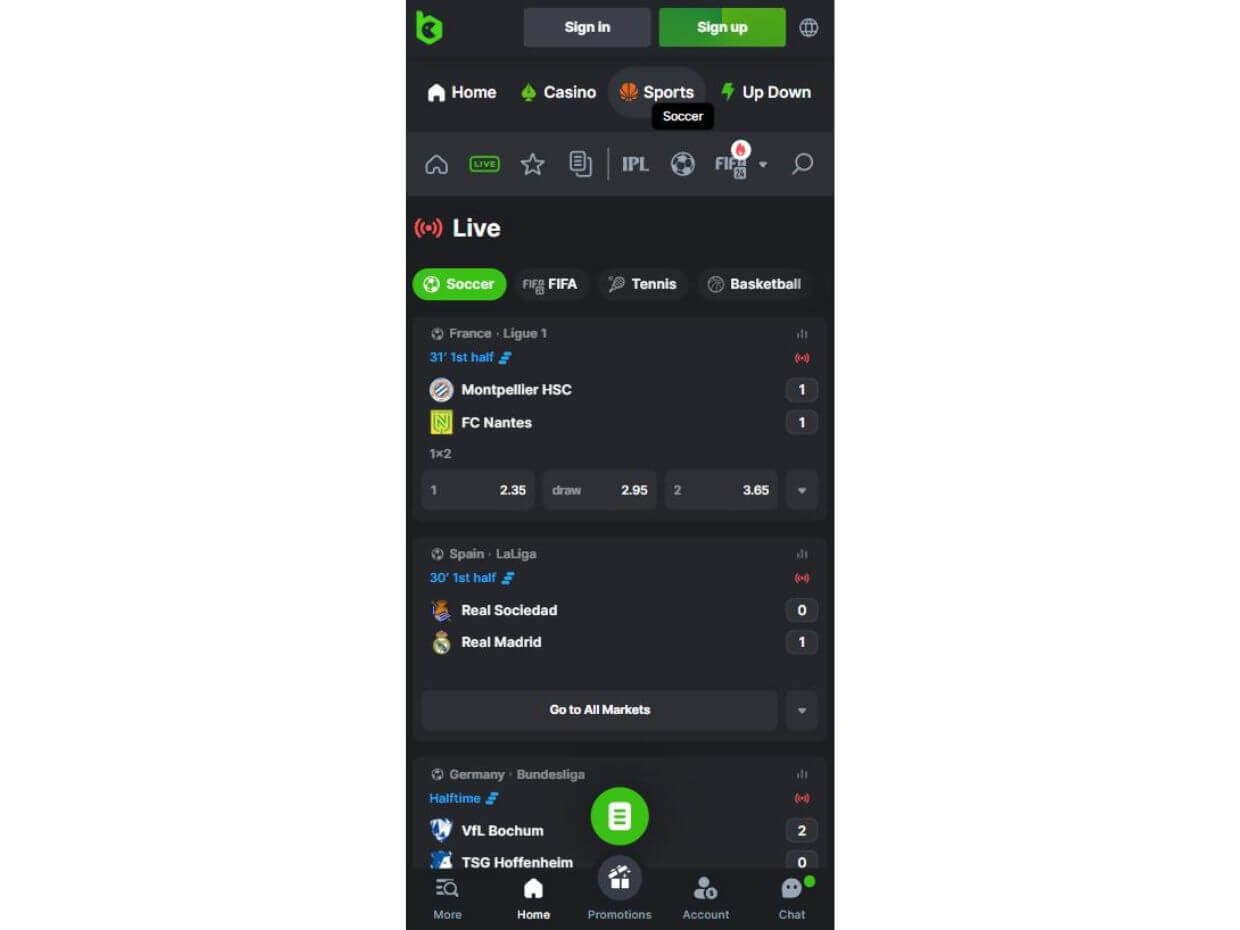 Mobile Live Betting BC.Game