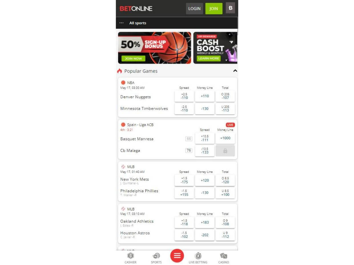 Mobile Review BetOnline