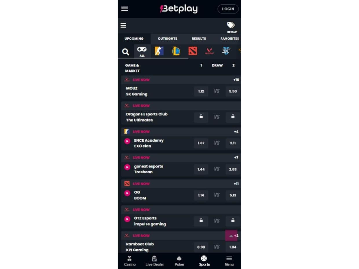Mobile Esports Betplay.io