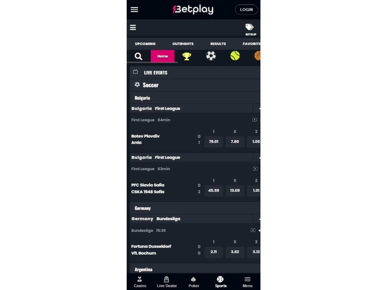 Mobile Live Betting Betplay.io