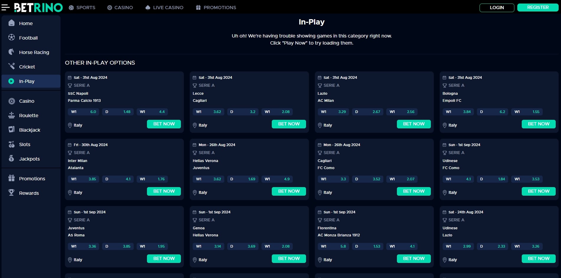 Live Betting Betrino