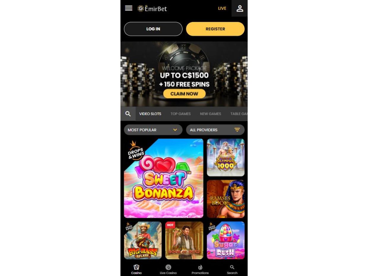 EmirBet Mobile Casino Gaming Experience