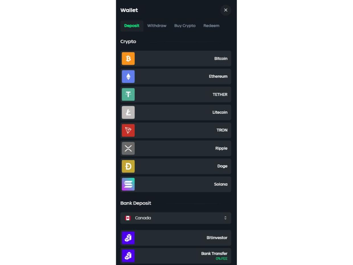 Gamdom Mobile Website Deposit Methods