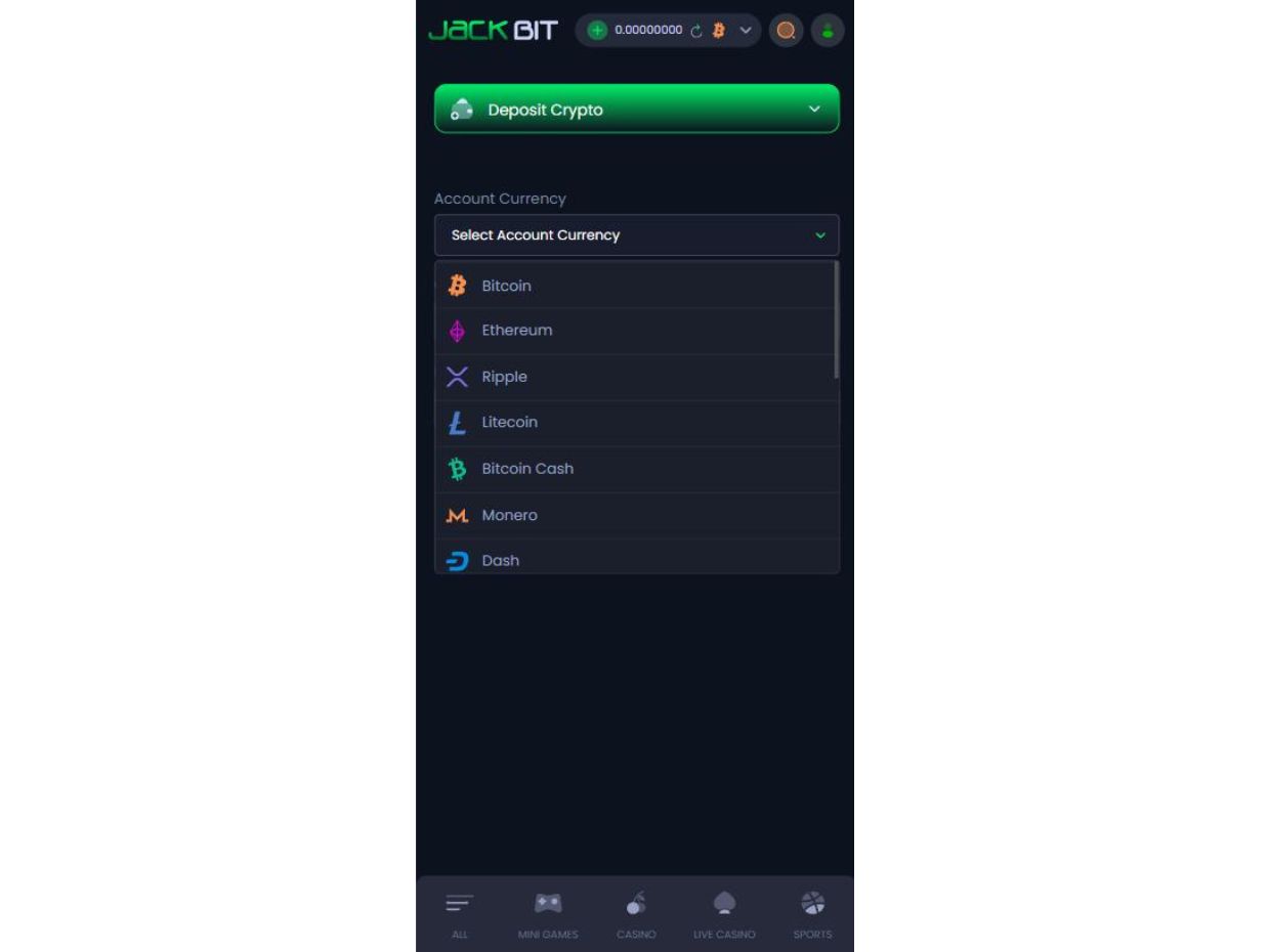 JackBit Mobile Website Deposit Methods