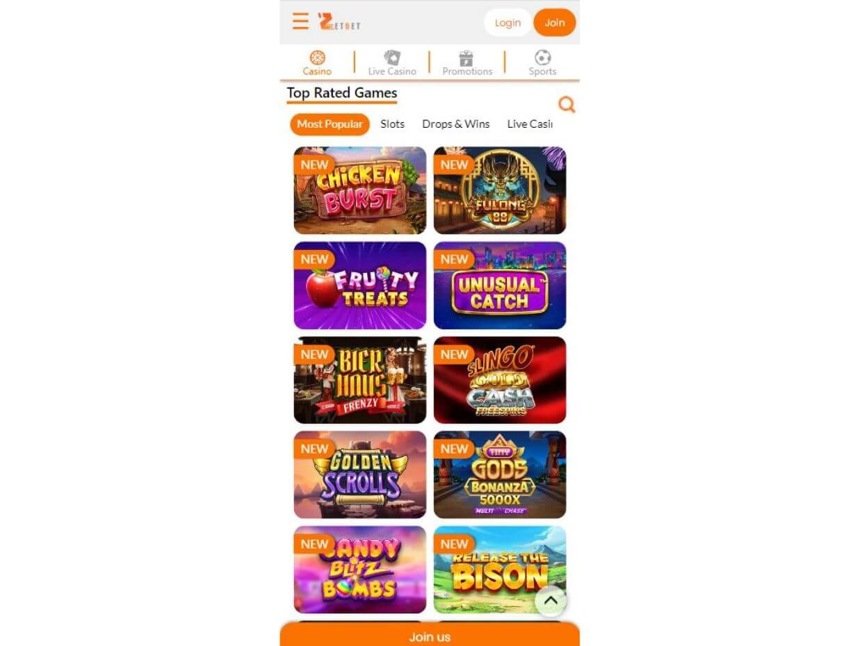 ZetBet Mobile Version For Convenient Casino Action