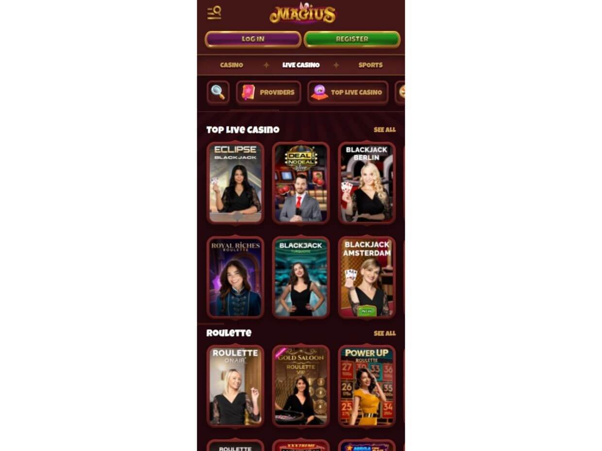 Mobile Live Casino Magius