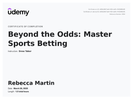 Beyond the Odds: Master Sports Betting Certificate of Rebecca Martin