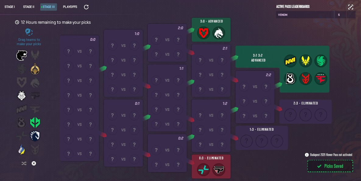 Pick’Em For Stage 3 of Starladder Major 2025