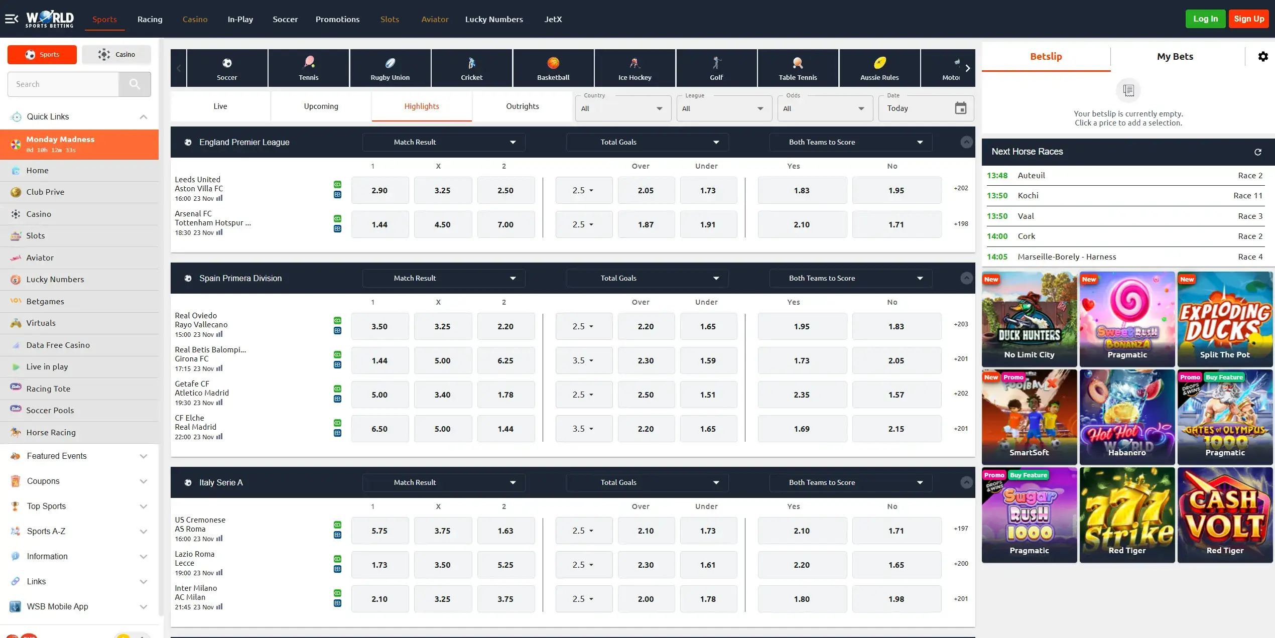 World Sports Betting website